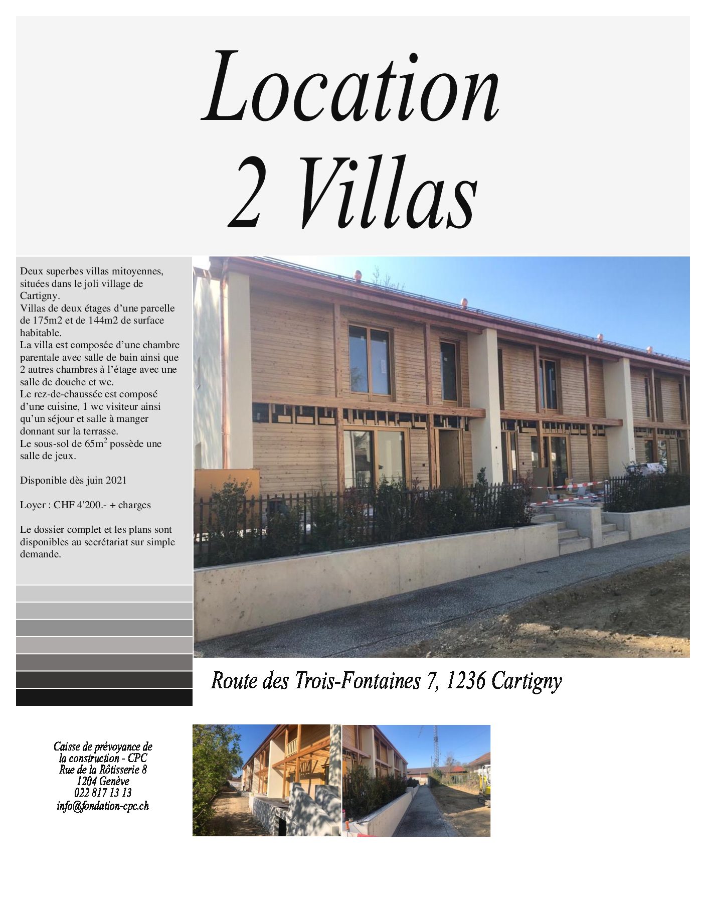Flyer location villas Cartigny